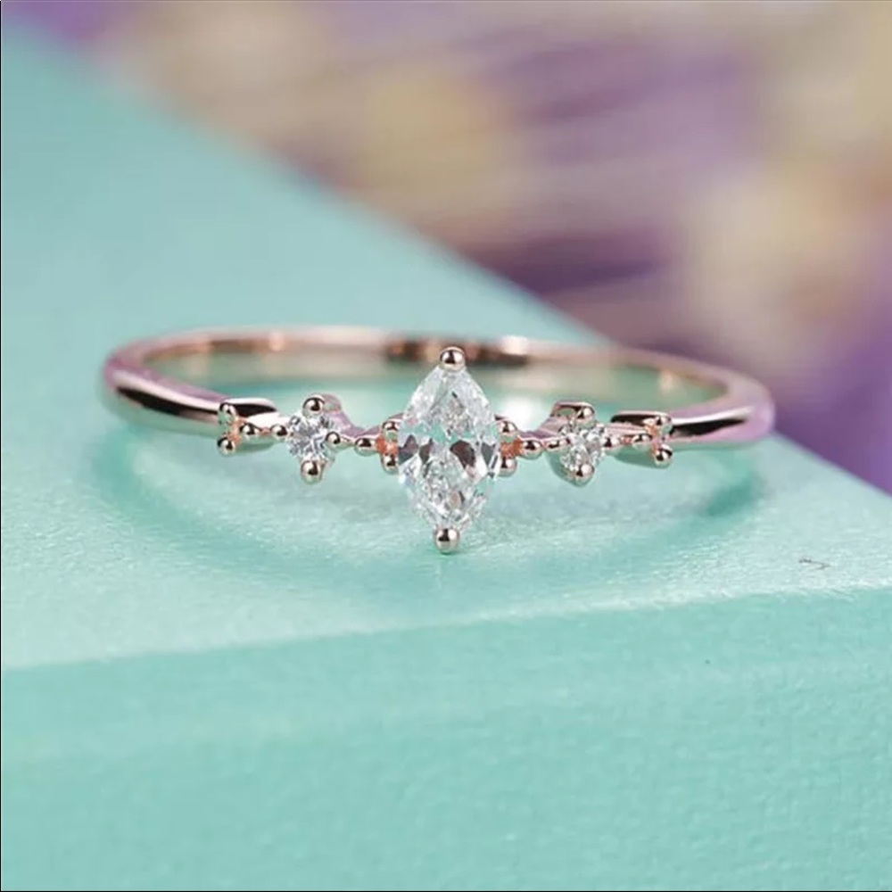 Rose Gold Marquis Cubic Zirconia Wedding Ring